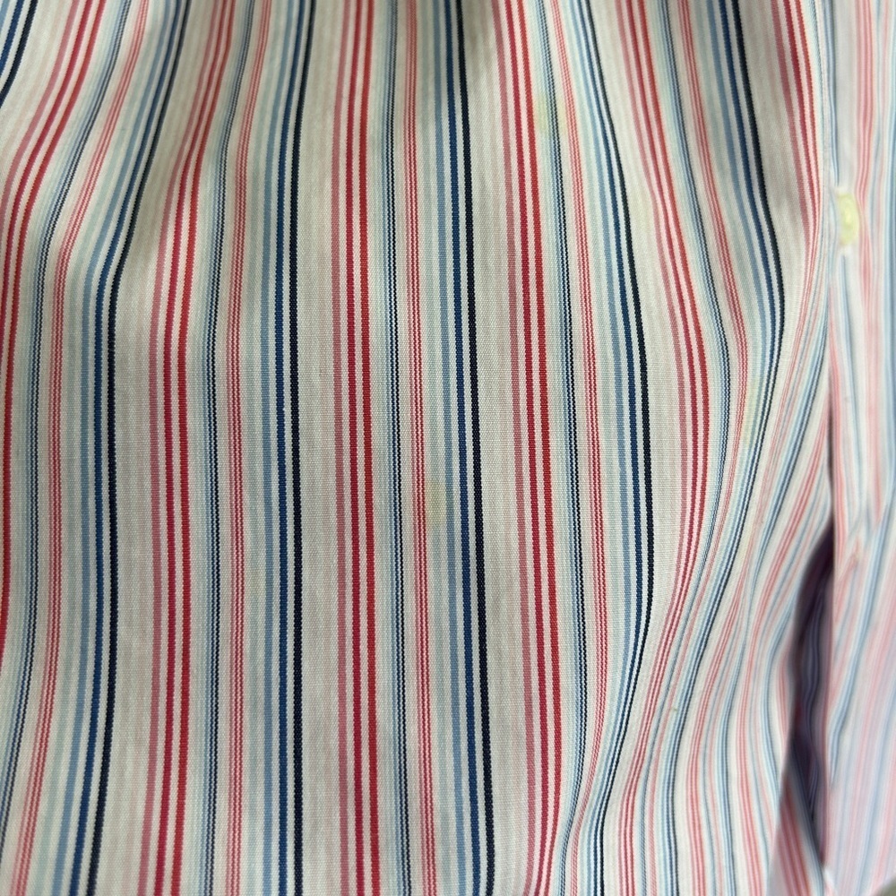 Banana Republic Blue and Pink Dress Shirt Vertical Stripes size L 16-16.5 neck. - Picture 3 of 6